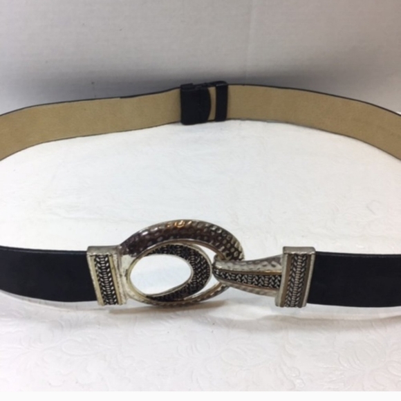 Chico's Black Genuine Leather Adjustable Belt Size small - Picture 3 of 12